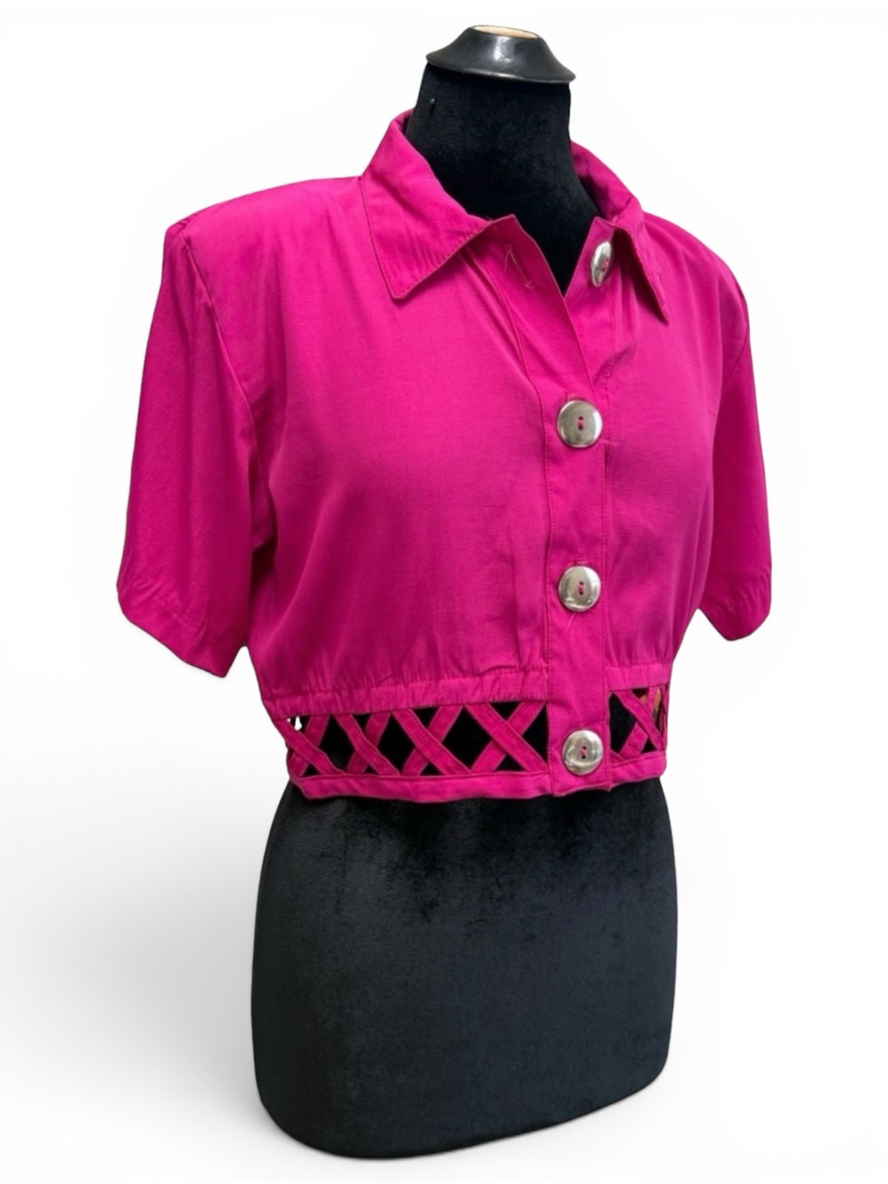 '90s Contempo Casuals Cutout Magenta Crop Top